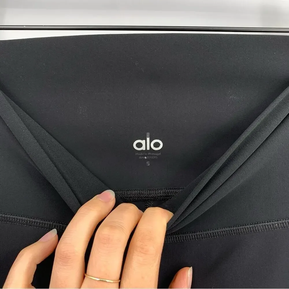 ALO YOGA 7/8 High-Waist Ripped Warrior Black S